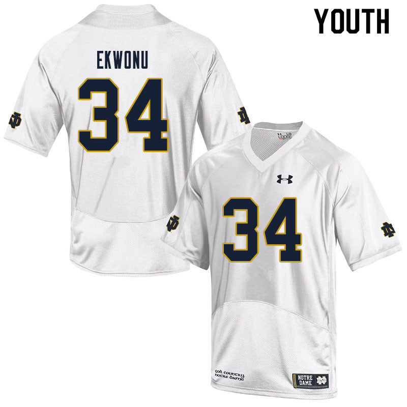 Youth NCAA Notre Dame Fighting Irish #34 Osita Ekwonu Stitched College Under Armour Authentic White Football Jersey LQ10I37KL